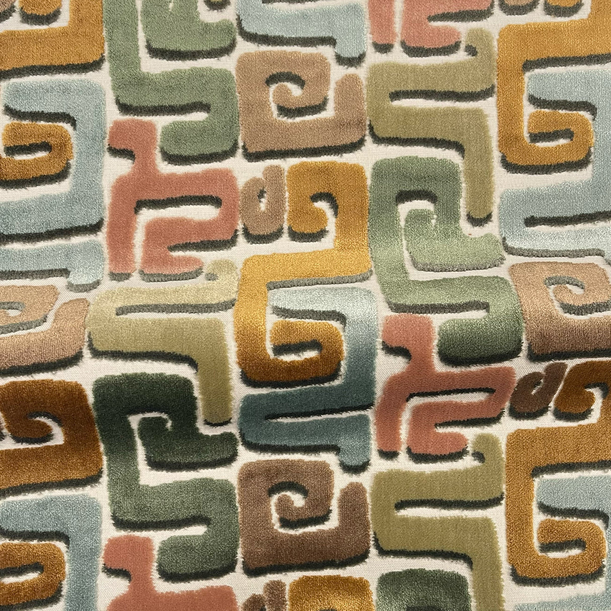 Cut Velvet Upholstery Fabric Deka Geometric
