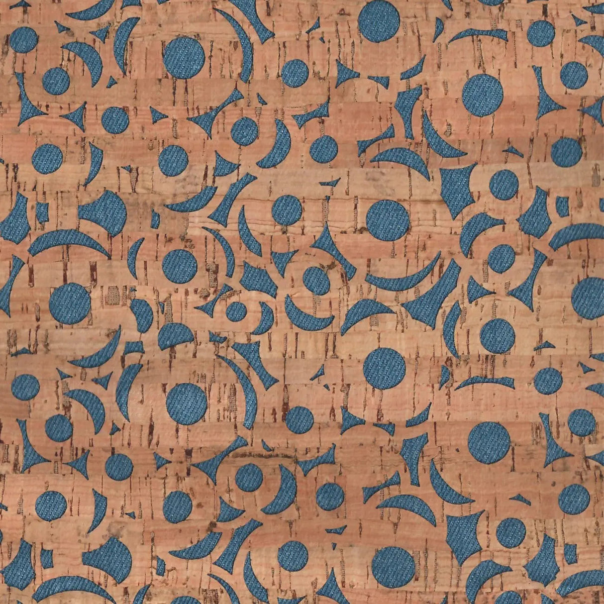 Cork Fabric Denim Canvas Backed Cheery O's Pro Cork 1/2 Yard