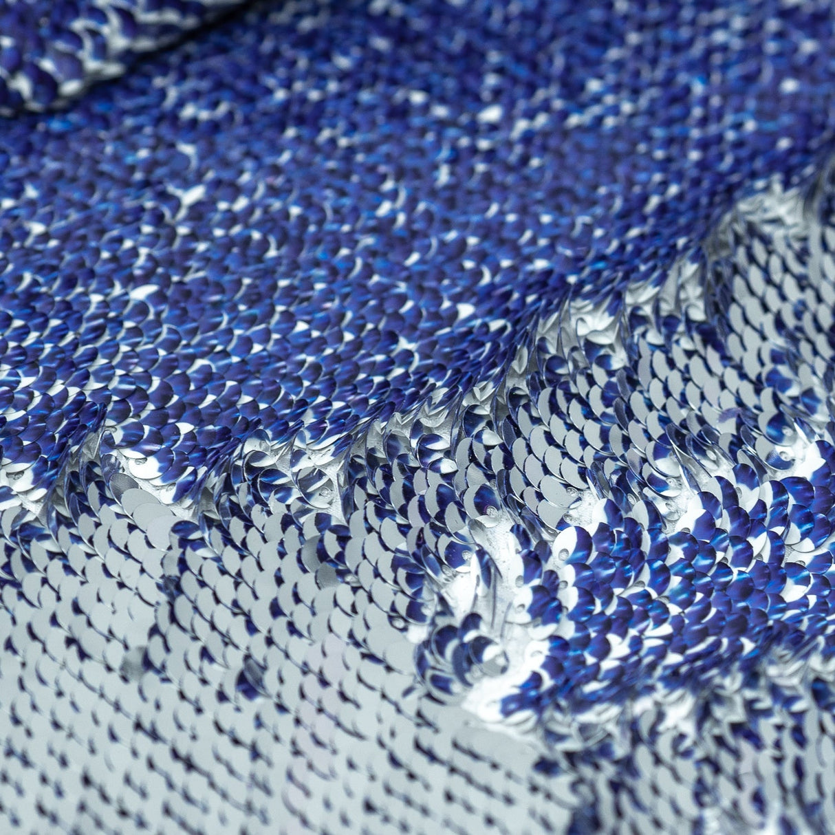 Denim Printed Flip Sequin On Spandex Fabric - Blue Denim Print, 58/60" Width (1 Yard)