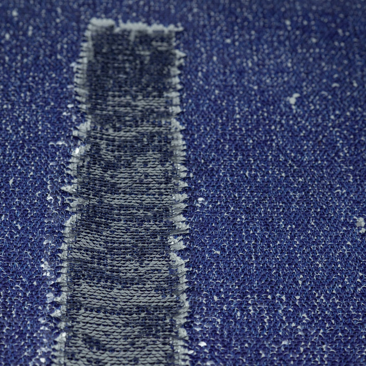 Denim Printed Flip Sequin On Spandex Fabric - Blue Denim Print, 58/60" Width (1 Yard)