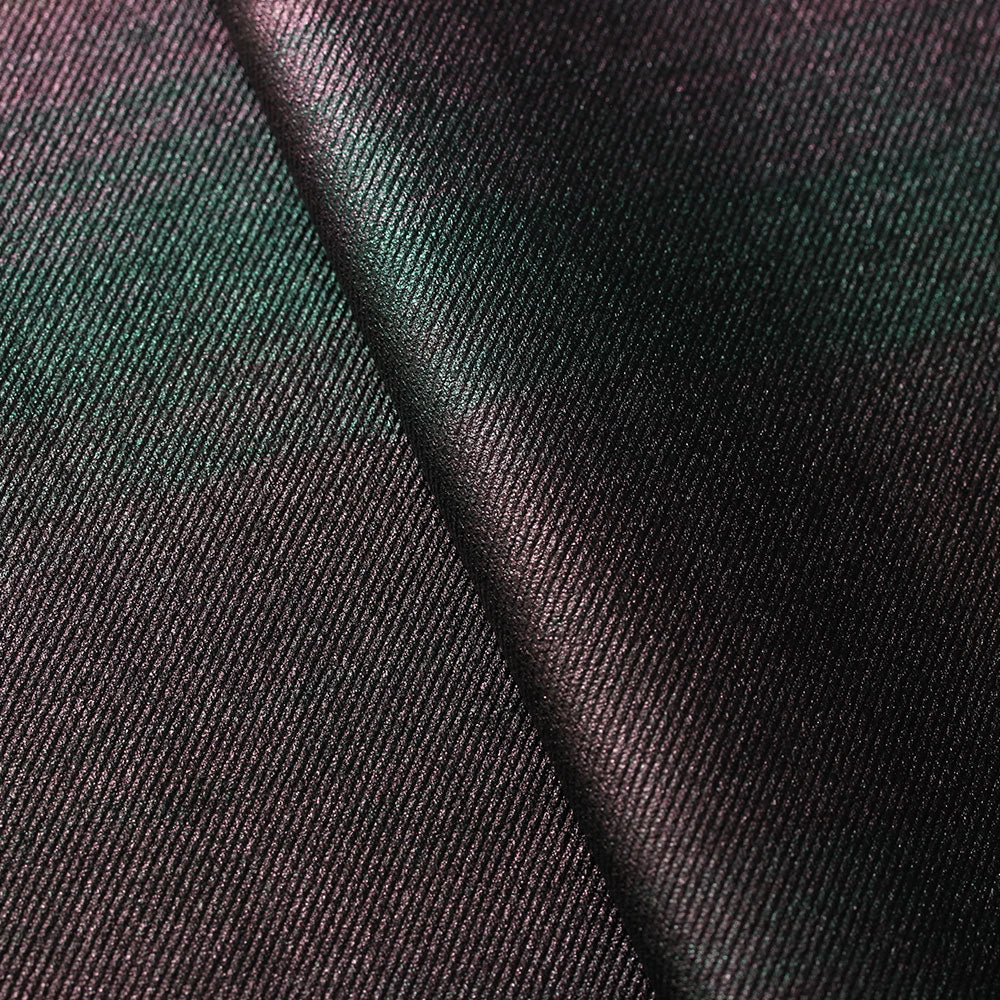 Denim Ombre Foil Polyester Nylon Spandex Fabric - Multi And Dark Denim Ombre, 58/60" Width (1 Yard)