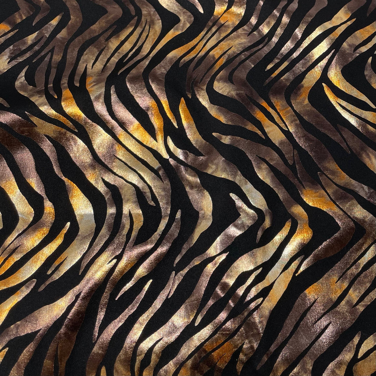 Desert Zebra Nylon Spandex Fabric - Zebra Foil Print, 56" Width (1 Yard)