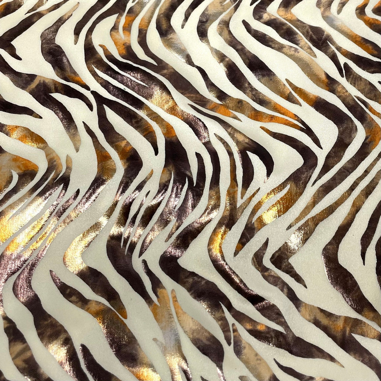 Foil Printed Spandex Zebra Fabric