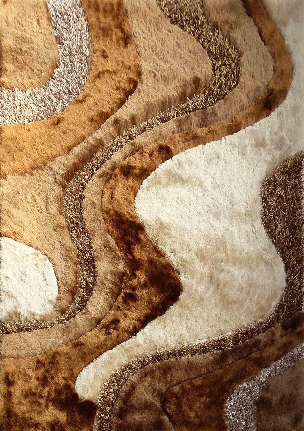 Luxury Shag Viscose Shiny Design Plush Area Rug Carpet - Polyester Shag Rug, Multi Color Pattern, 2" Pile Approx, 7'6" X 10'3" (1 Rug)