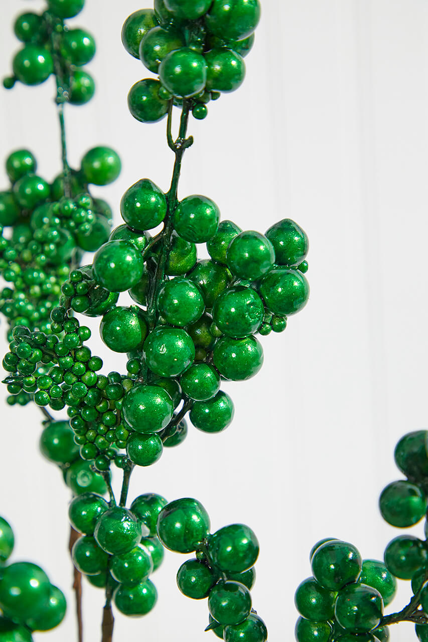 18” Metallic Dew Berry Spray - Emerald