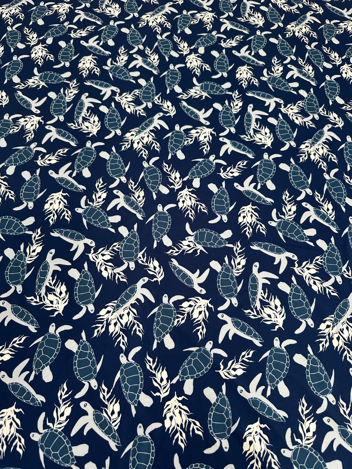 Printed Nylon Spandex Navy Turtle