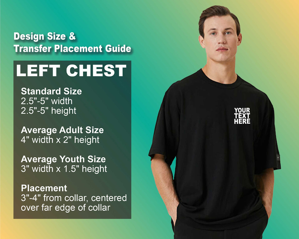 Pack: 12 Fast Custom Tees – Print Your Image, Graphic, or Logo (Left Chest - Black)