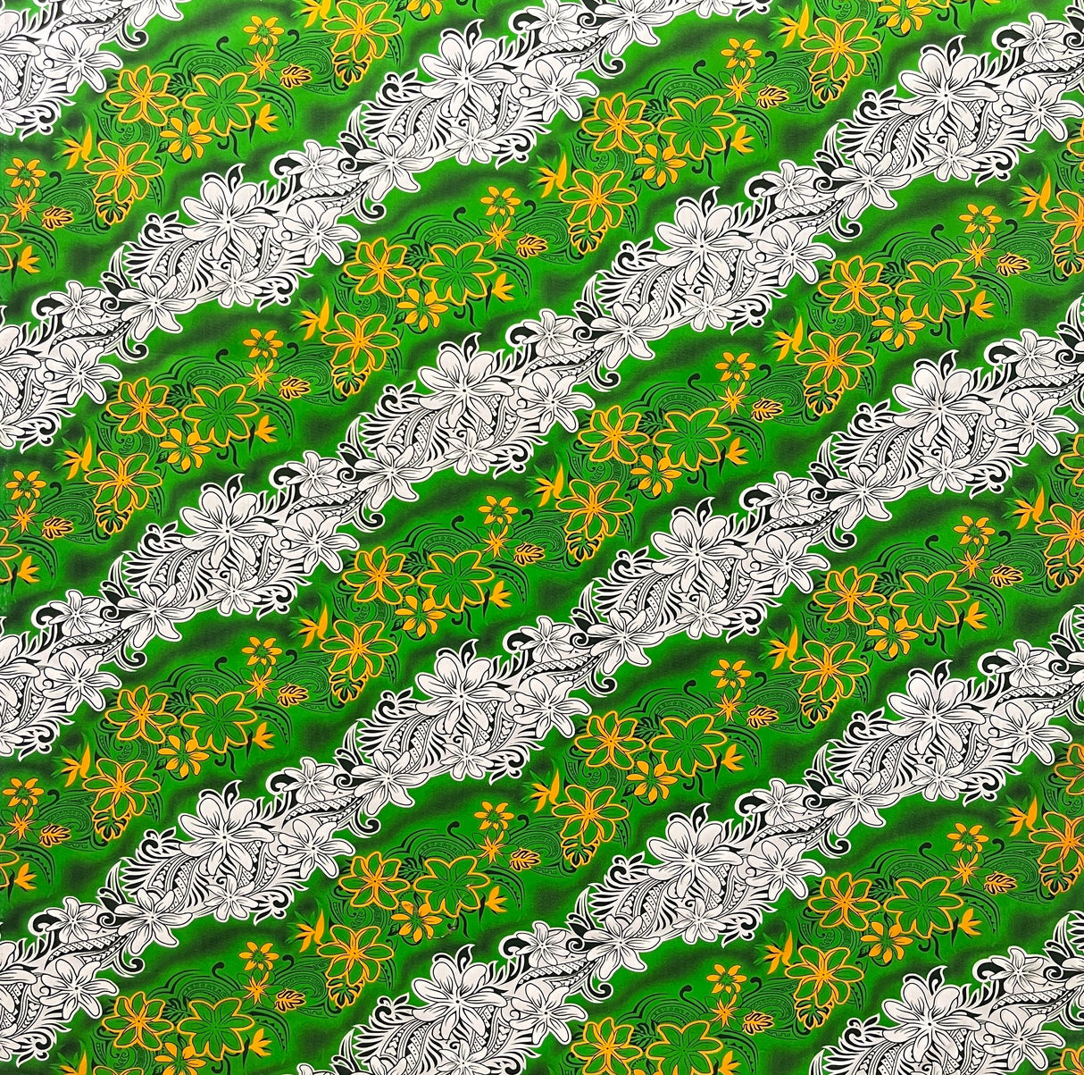 Polyester Fabric Diagonal Tiare Lei Print
