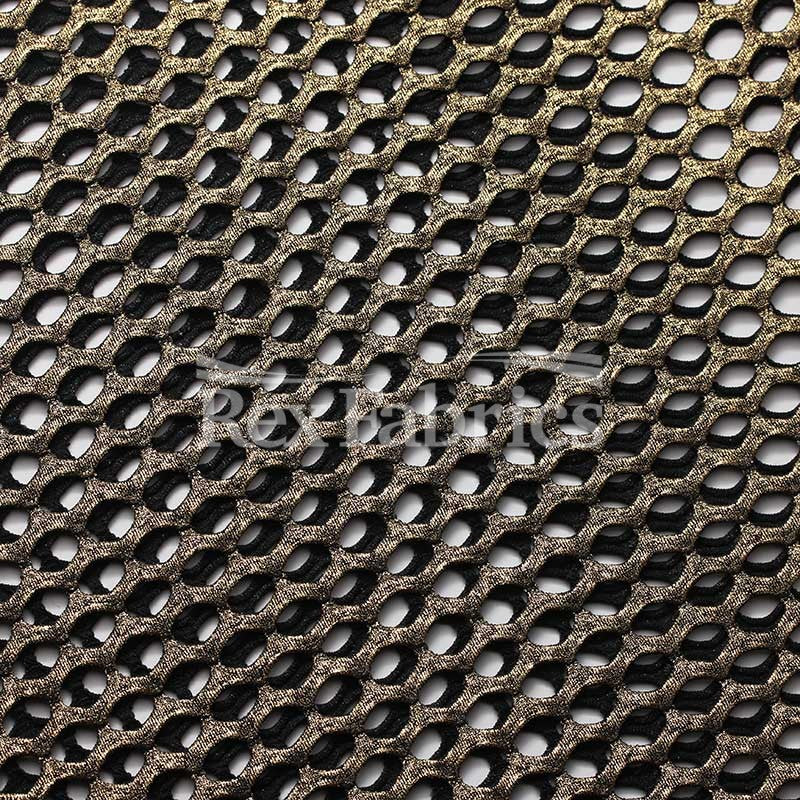 Diamond Mesh With Foil Poly Spandex Fabric - 12 Colorways, 4-Way Stretch Diamond Mesh, 58/60" Width (1 Yard)