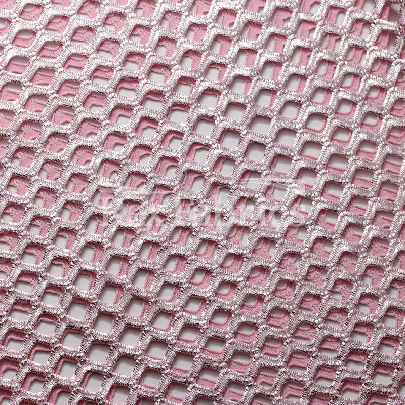 Diamond Mesh With Foil Poly Spandex Fabric - 12 Colorways, 4-Way Stretch Diamond Mesh, 58/60" Width (1 Yard)