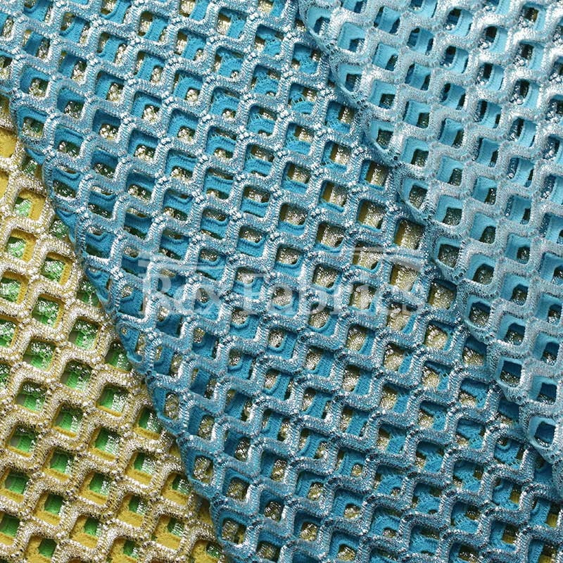 Diamond Mesh With Foil Poly Spandex Fabric - 12 Colorways, 4-Way Stretch Diamond Mesh, 58/60" Width (1 Yard)