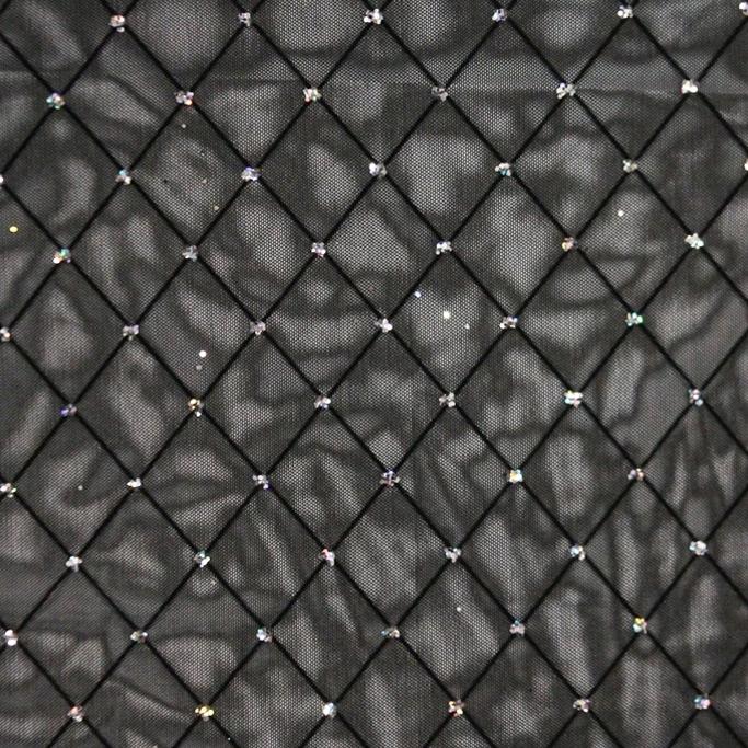 Diamonds Flocked Stretch Mesh Nylon Spandex Fabric - Black, Red, White, Skin, Burgundy, Kelly, Navy Diamond Flocked Mesh, 58/60" Cut Width, 54" Usable Width (1 Yard)