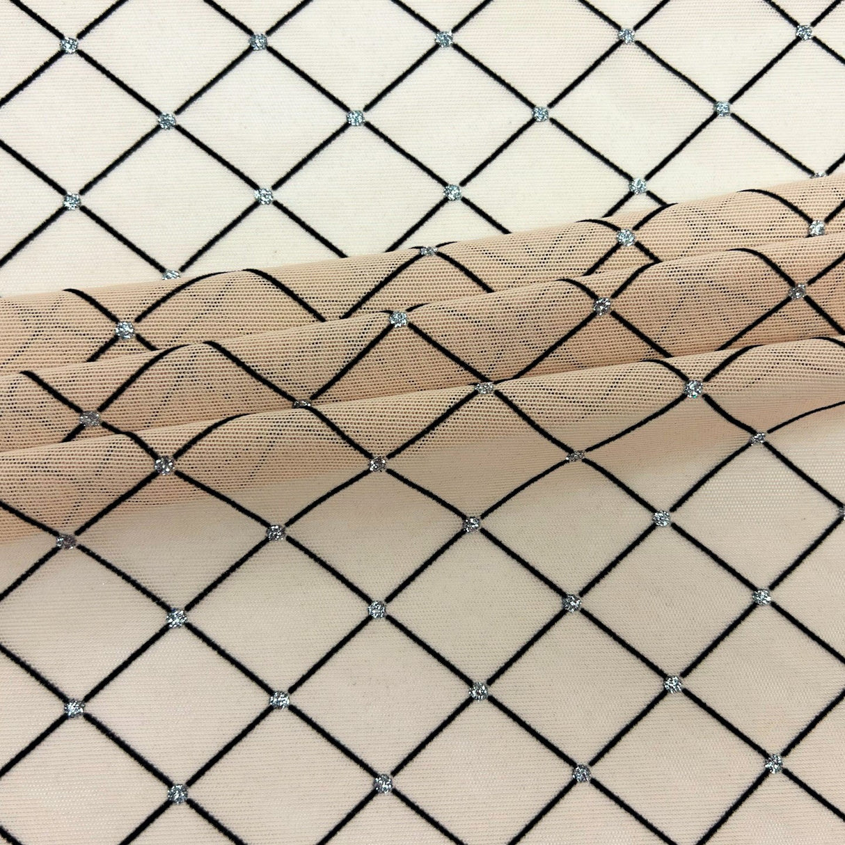 Diamonds Flocked Stretch Mesh