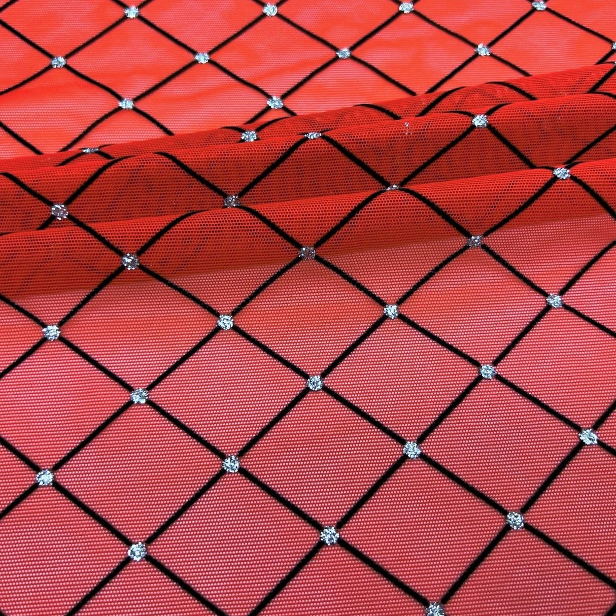 Diamonds Flocked Stretch Mesh