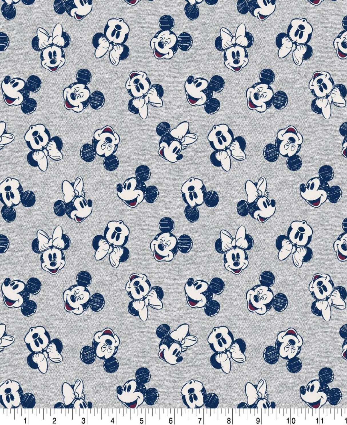 Quilting Cotton Disney Mickey and Minnie Grey Head Toss