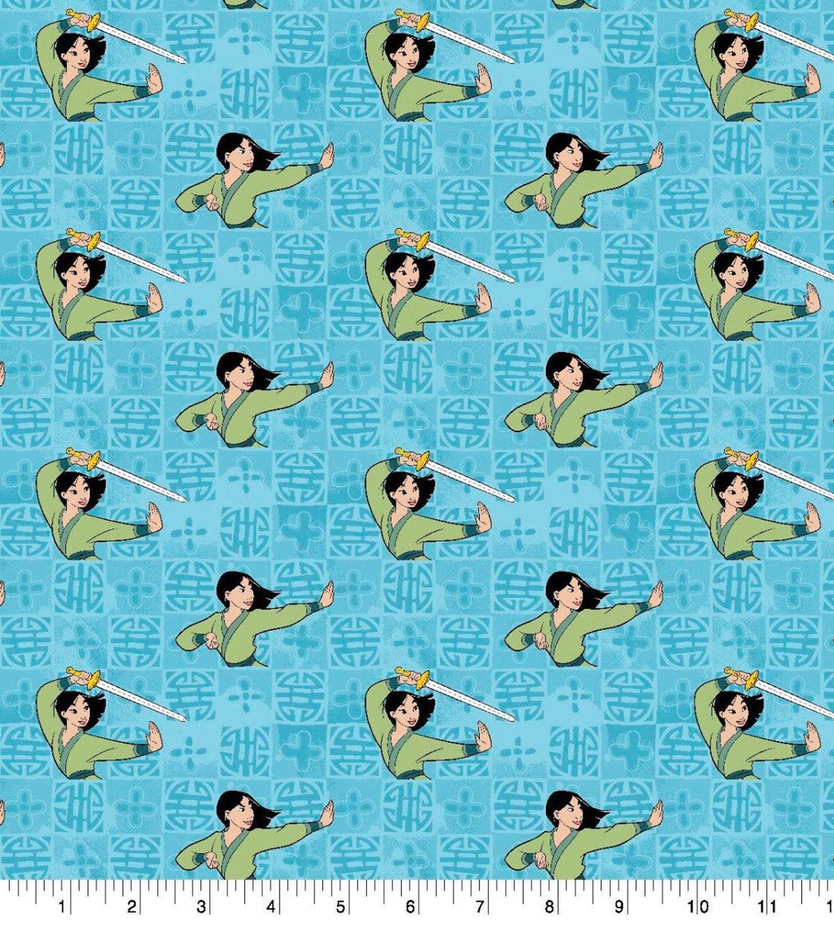 Quilting Cotton Disney Mulan Action Fabric