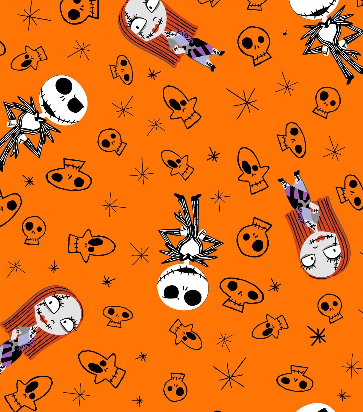 Flannel Fabric Disney Nightmare Before Christmas Orange