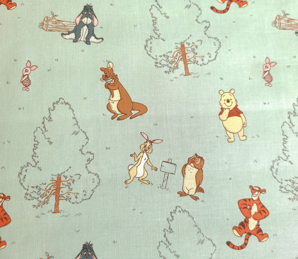 Quilting Cotton Disney Winnie the Pooh Group on Blue