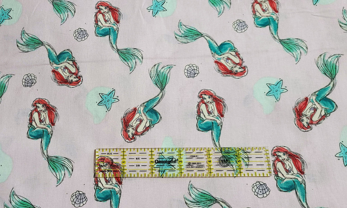 Quilting Cotton Disney Little Mermaid Shell Toss
