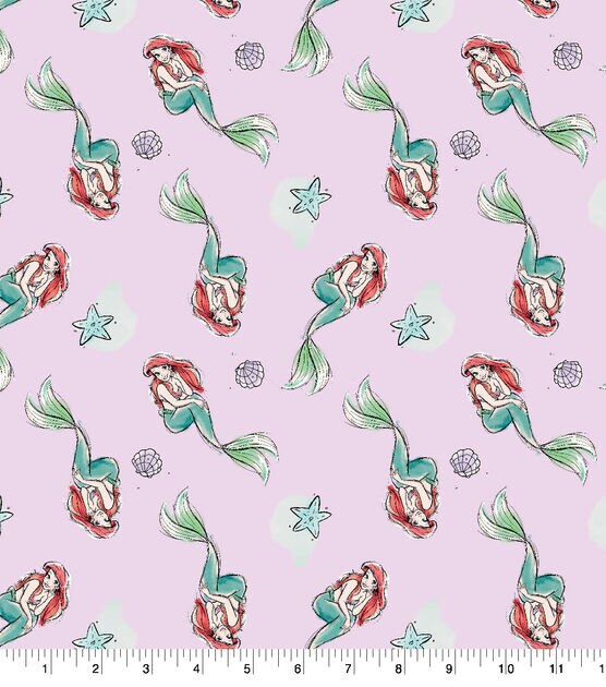Quilting Cotton Disney Little Mermaid Shell Toss