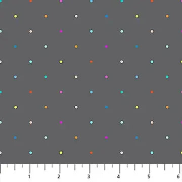 Cotton Ditsy Dots Gray Multi Fabric 44/45"