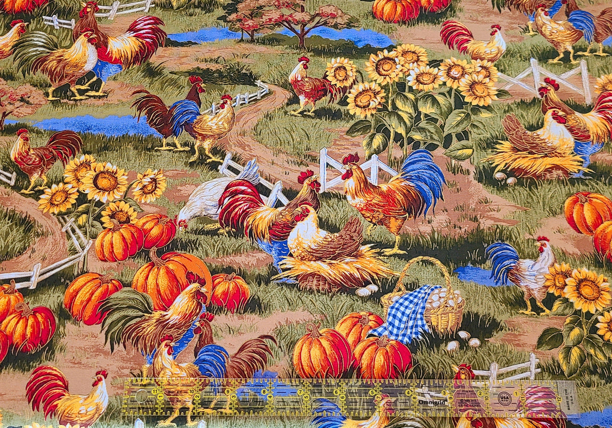 Quilting Cotton Down on the Farm Metallic Farm Print VIP Cranston