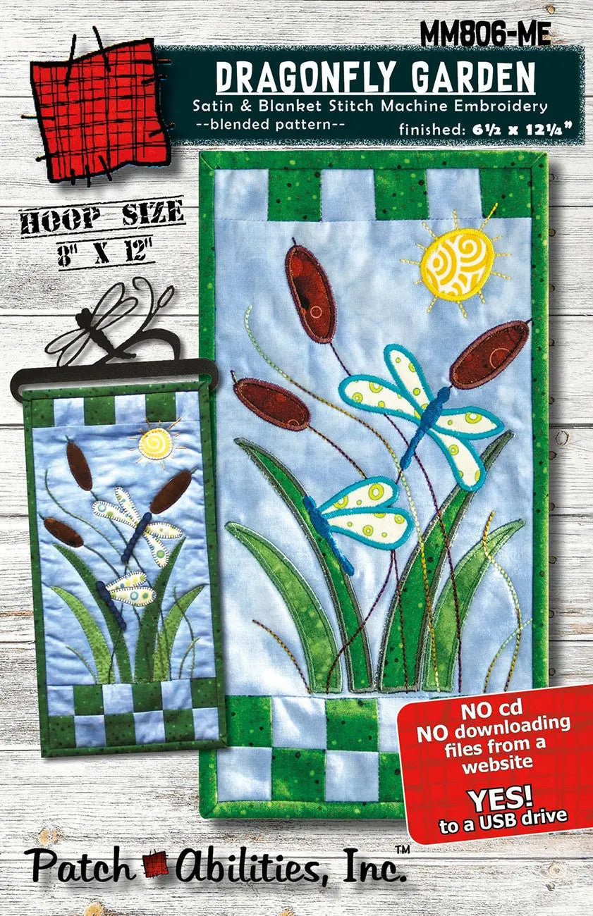 Machine Embroidery Pattern Dragonfly Garden Wall Hanging