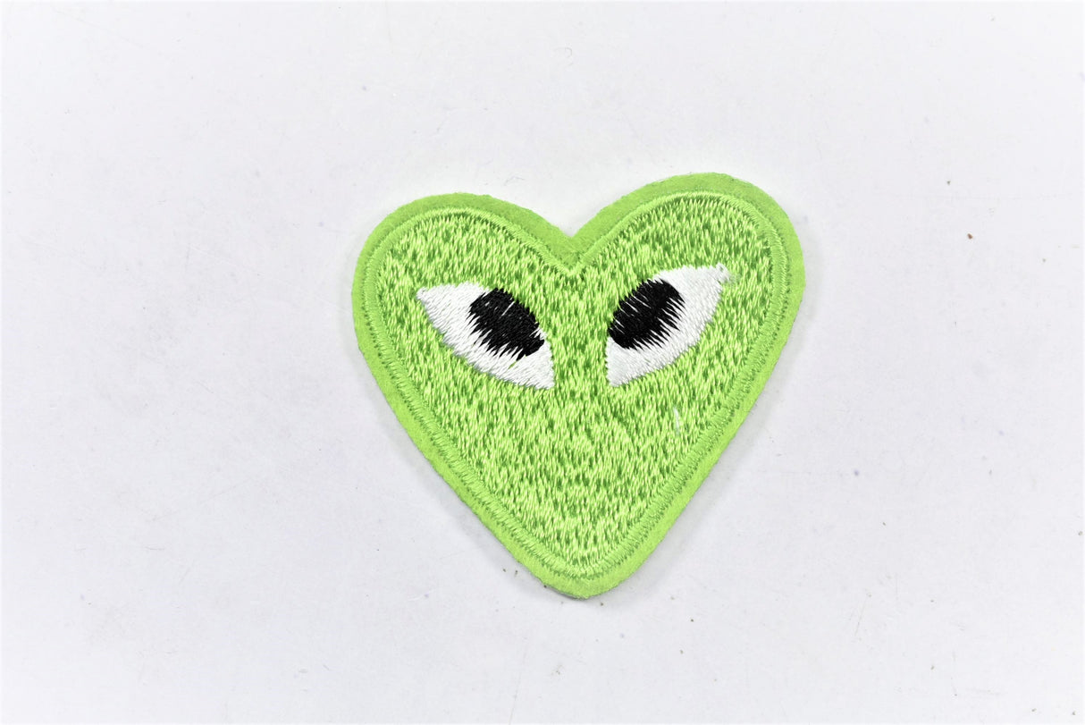 Embroidered Heart Patch with Eyes