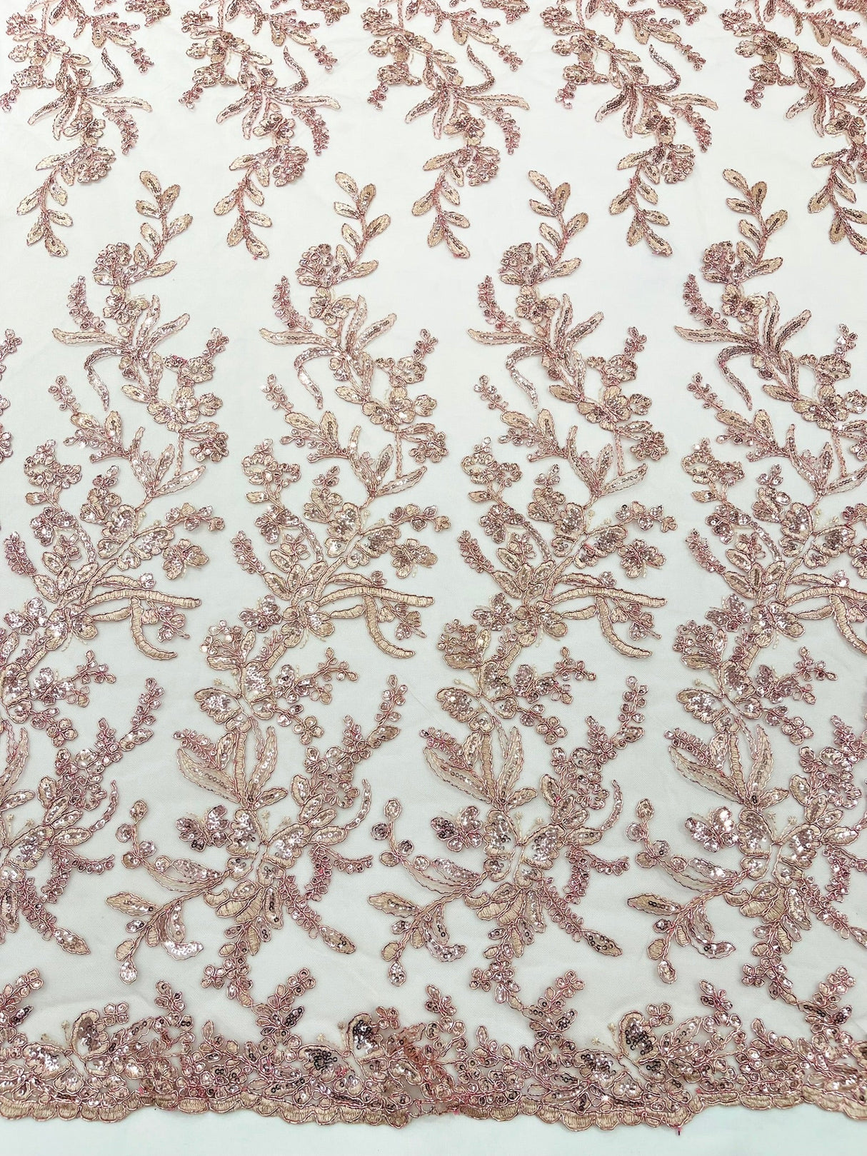 Butterfly Corded Lace Fabric - Butterfly Embroidery, Metallic Sequins, 54" Width (1 Yard)