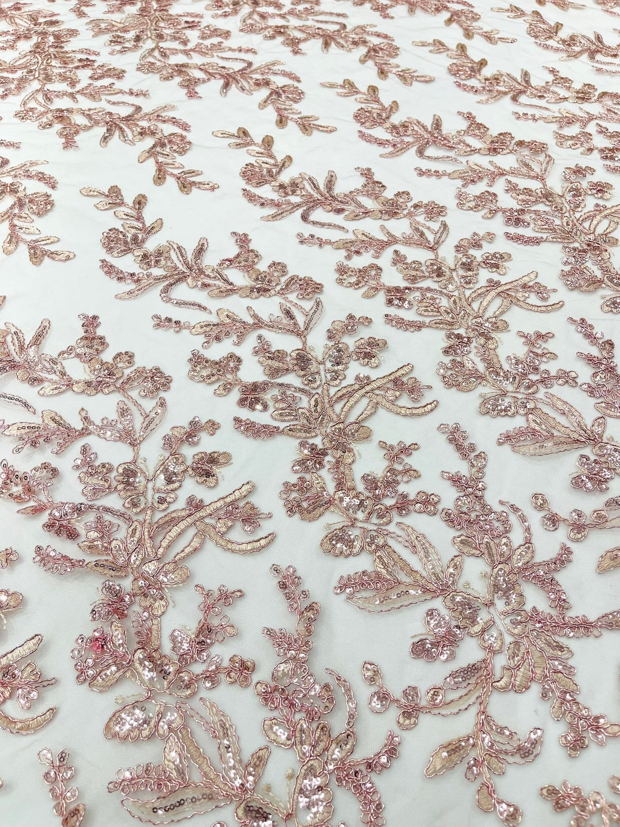 Butterfly Corded Lace Fabric - Butterfly Embroidery, Metallic Sequins, 54" Width (1 Yard)