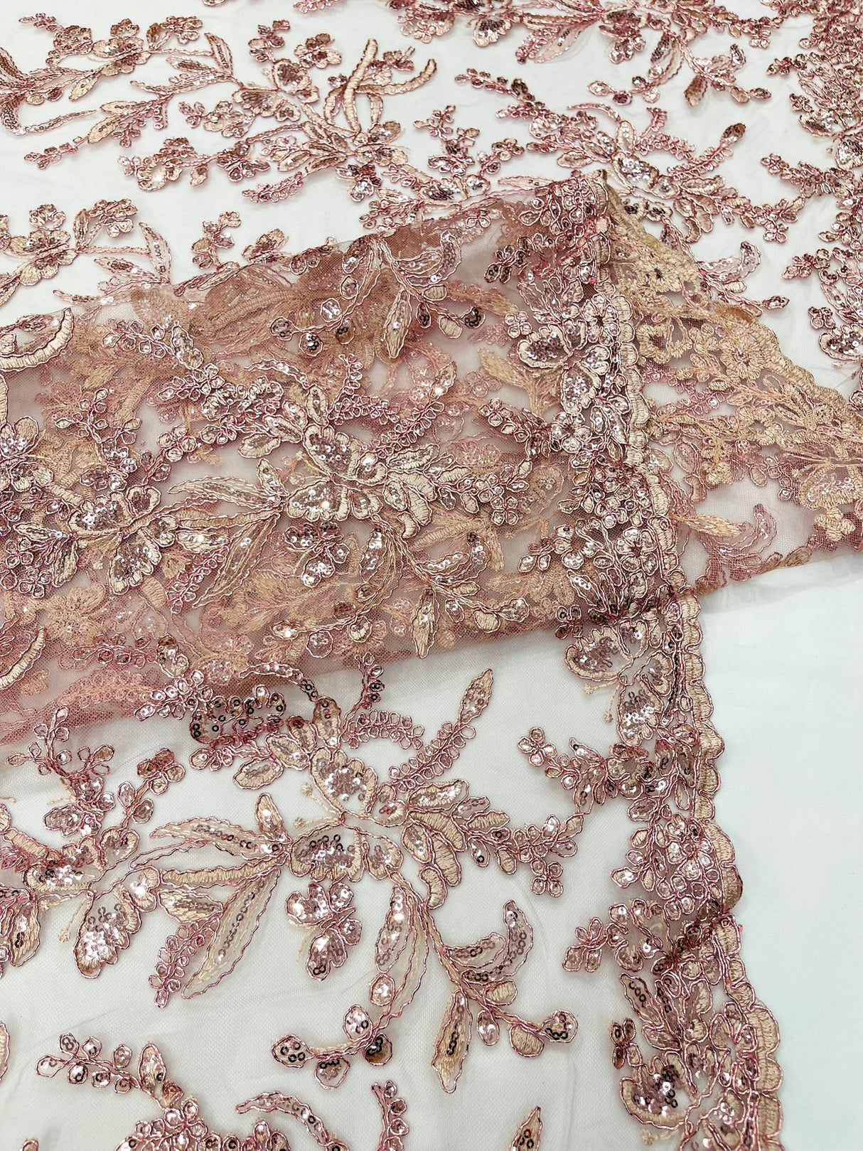 Butterfly Corded Lace Fabric - Butterfly Embroidery, Metallic Sequins, 54" Width (1 Yard)
