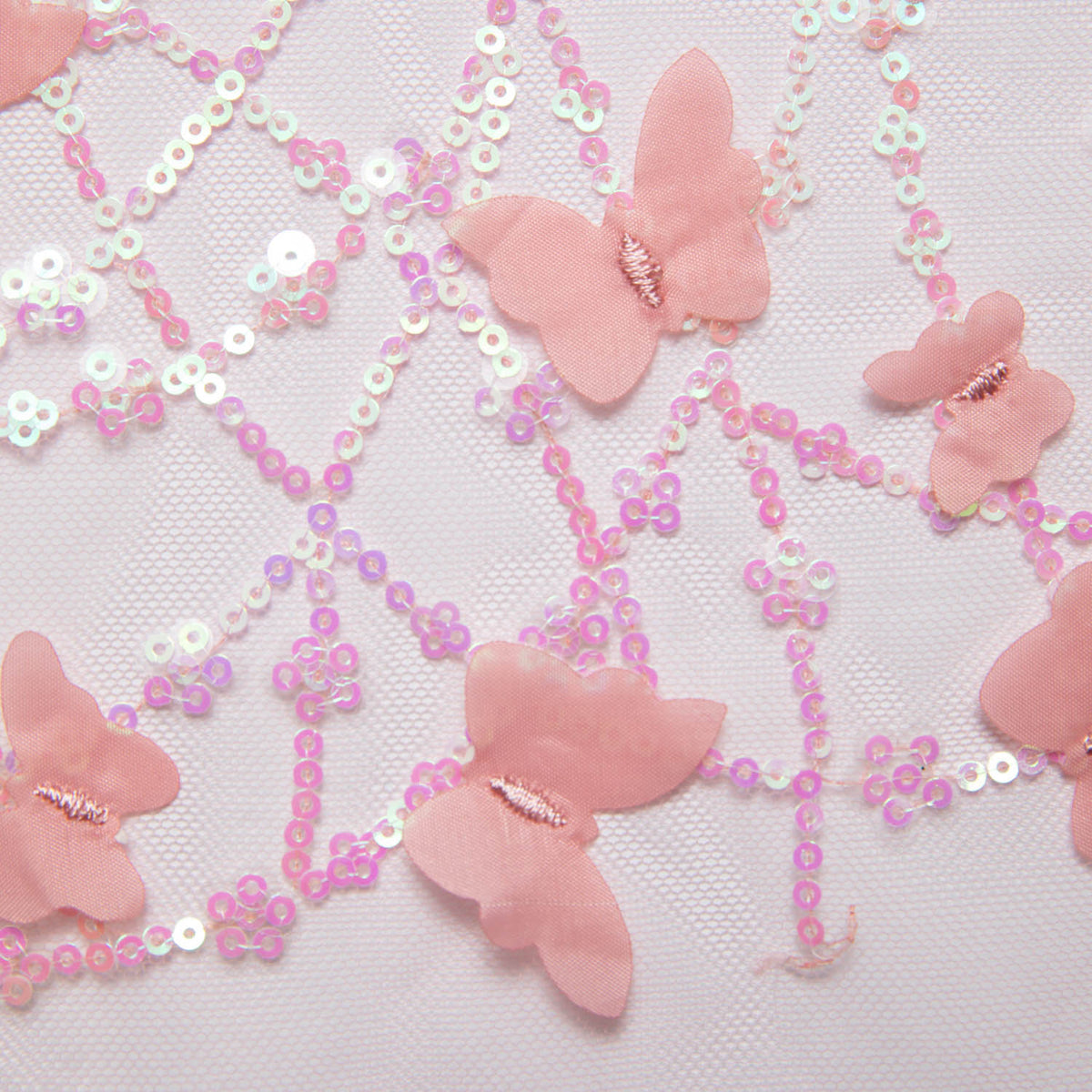 1 Yard Tulle Lace Fabric Embroidered with Applique and Beautiful 3D Butterfly Design, 52" Wide