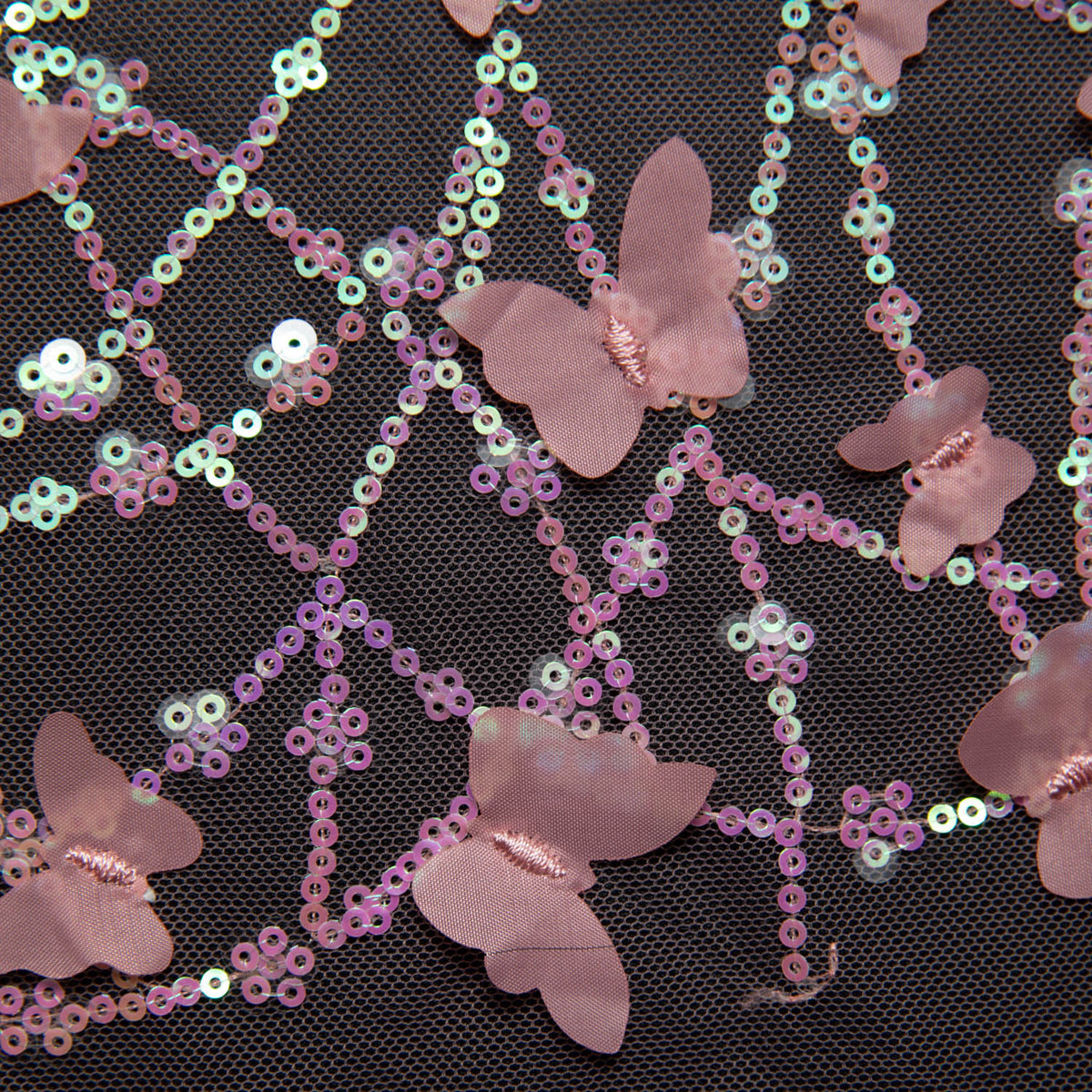 1 Yard Tulle Lace Fabric Embroidered with Applique and Beautiful 3D Butterfly Design, 52" Wide