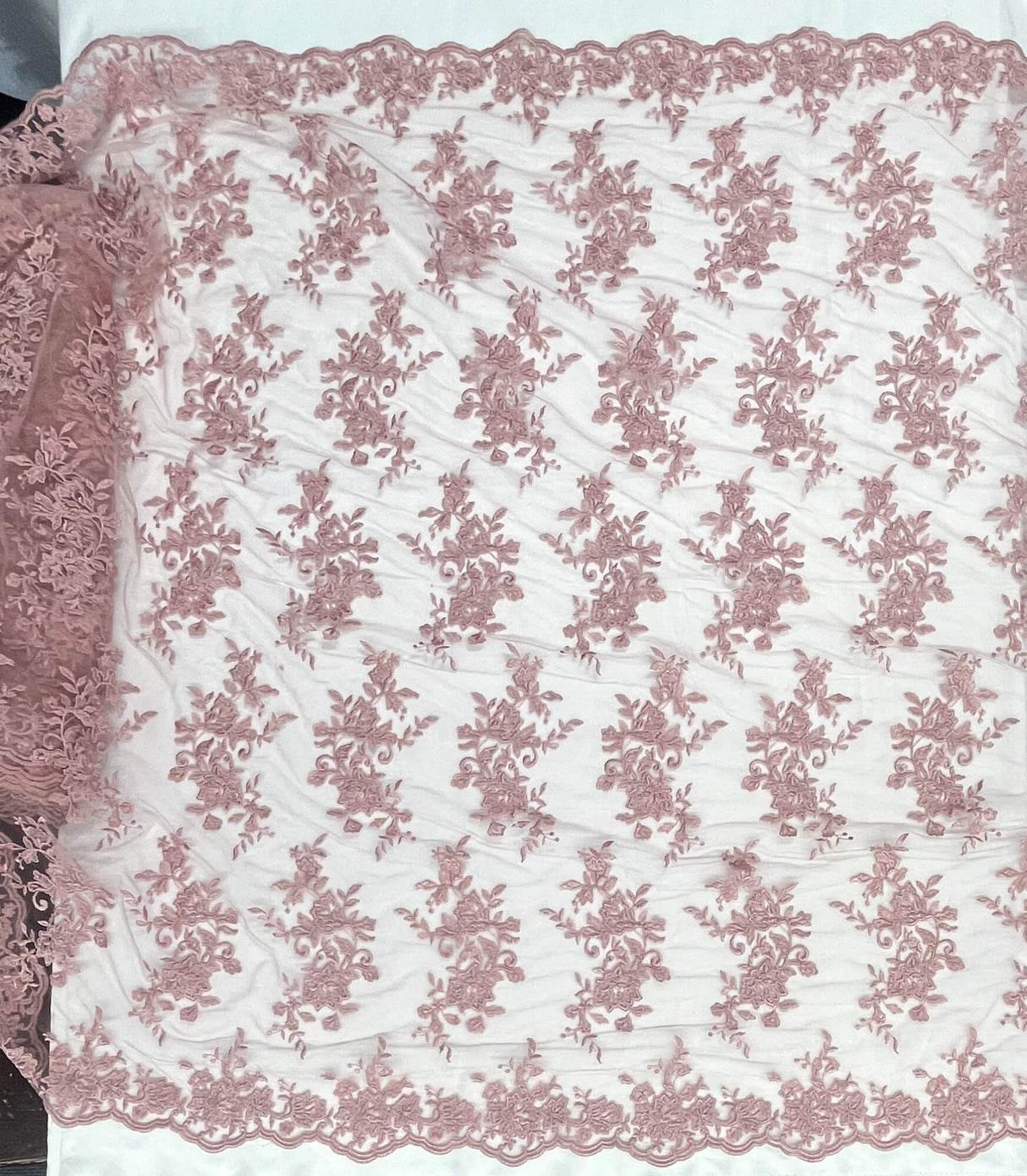 Corded Floral Lace Fabric Ivory