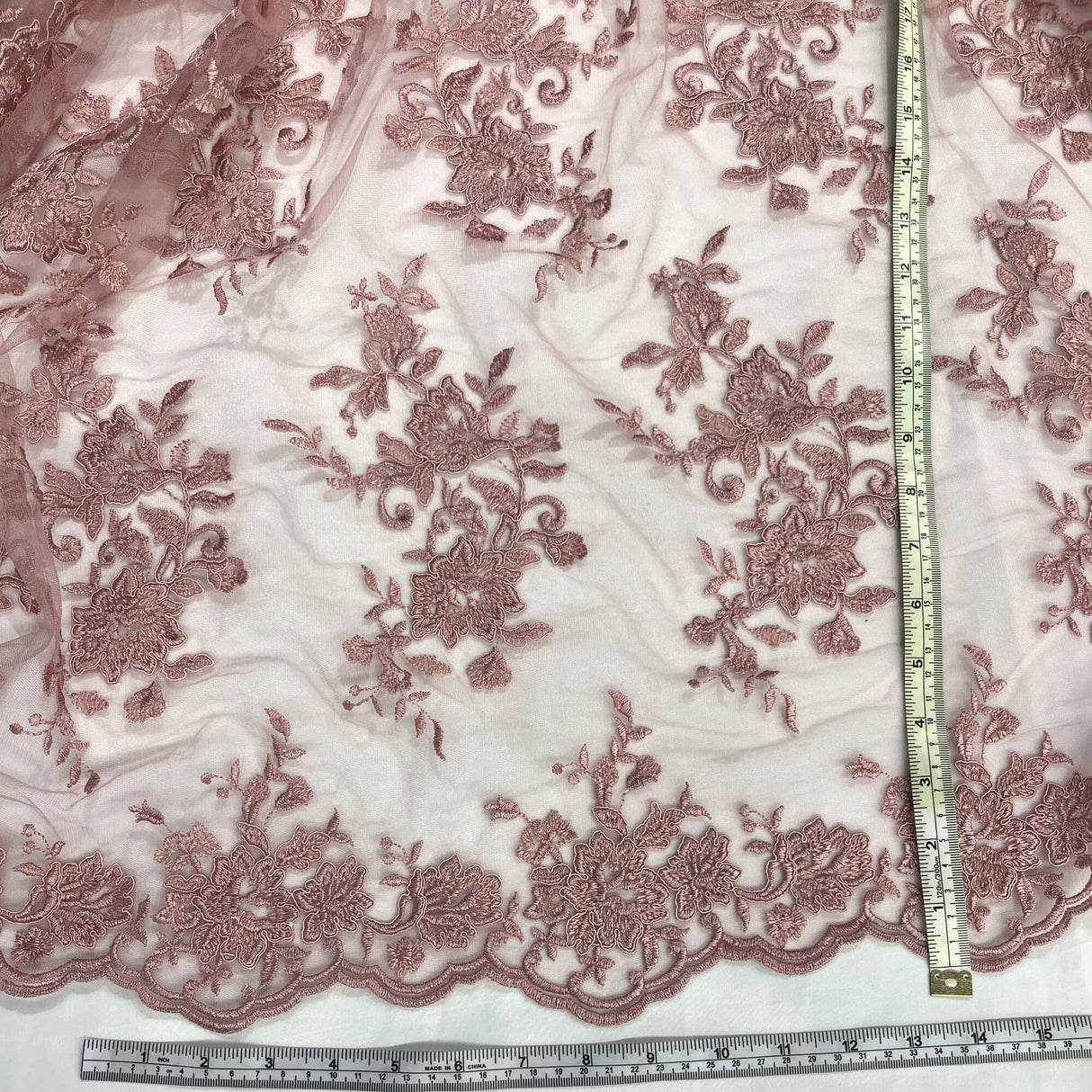 Corded Floral Lace Fabric Ivory