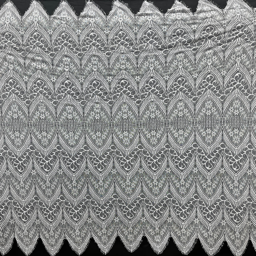 3 Yards Chantilly Embroidered Lace Fabric with Eyelash Scallop