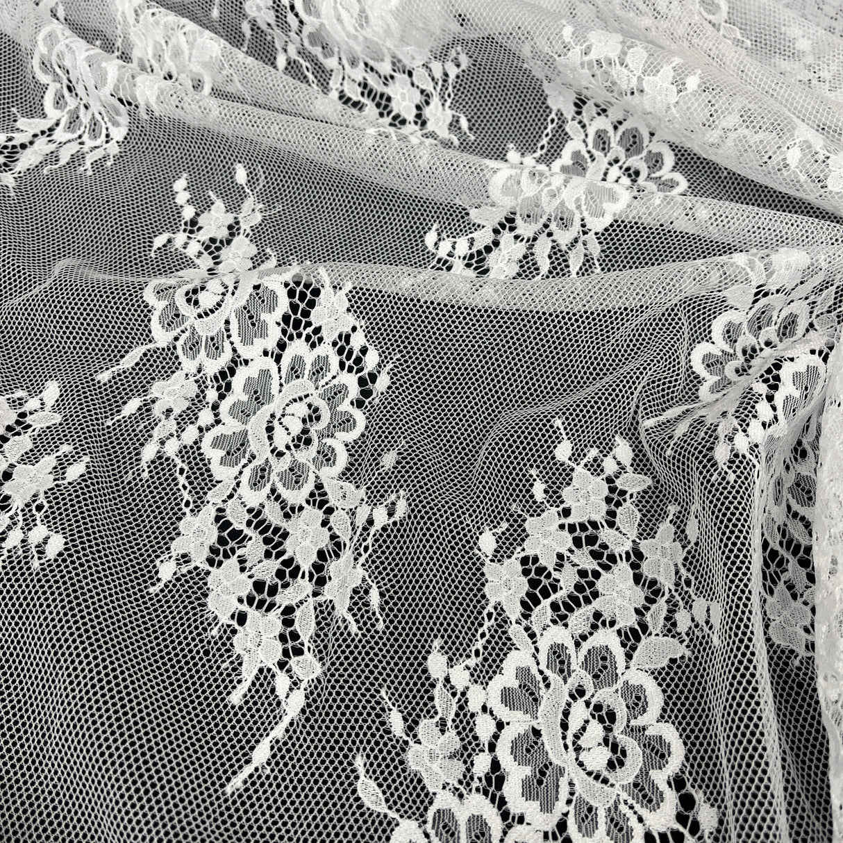 Embroidered Lace Fabric with Eyelash Scallop
