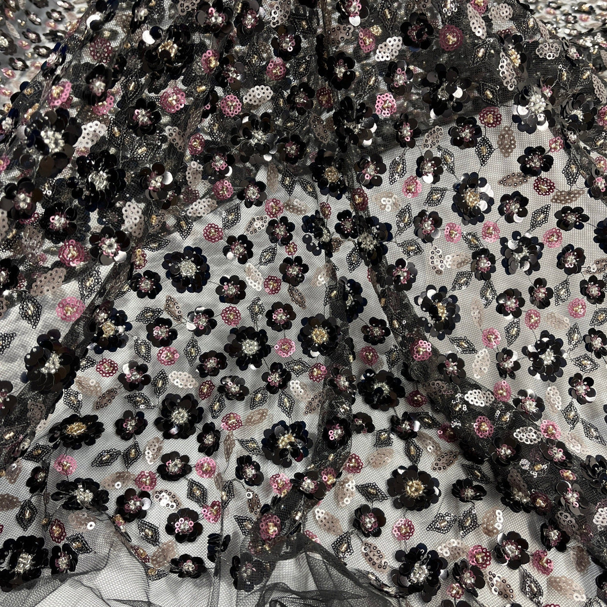 Beaded Sequined Lace Fabric