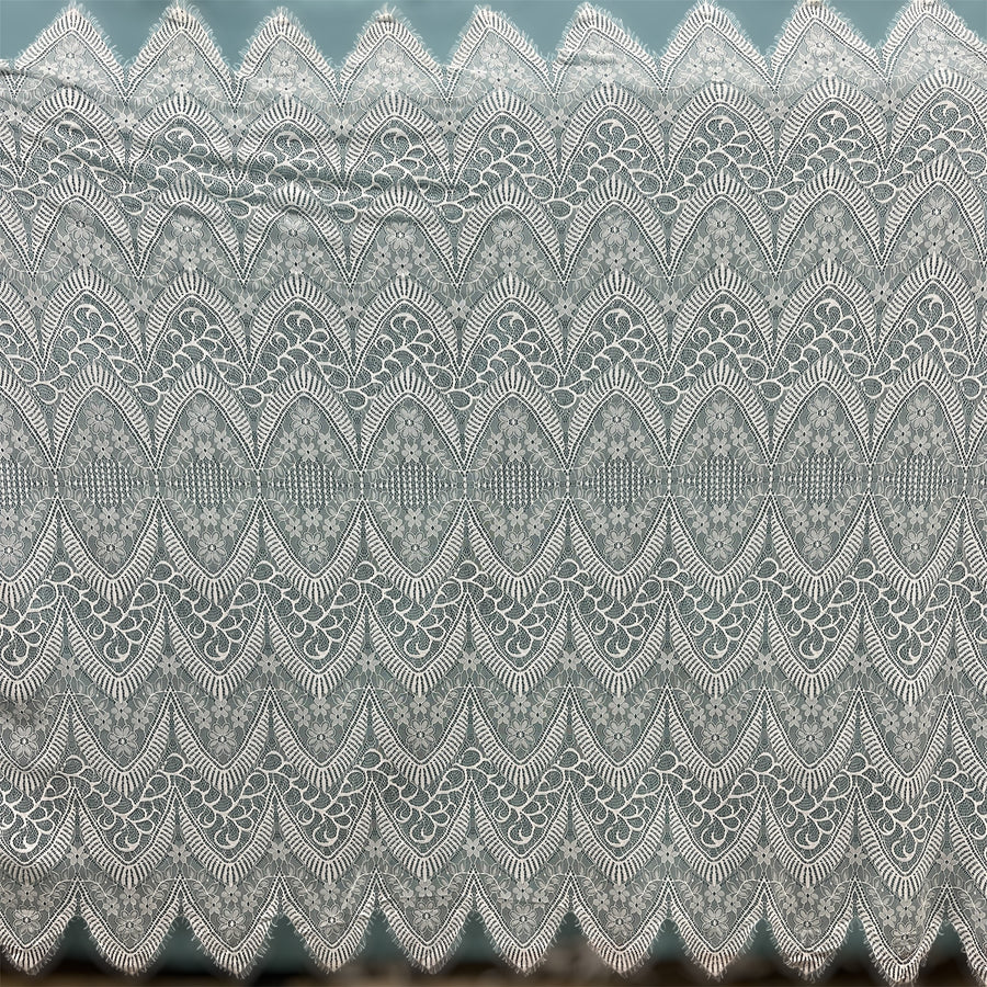 3 Yards Chantilly Embroidered Lace Fabric with Eyelash Scallop
