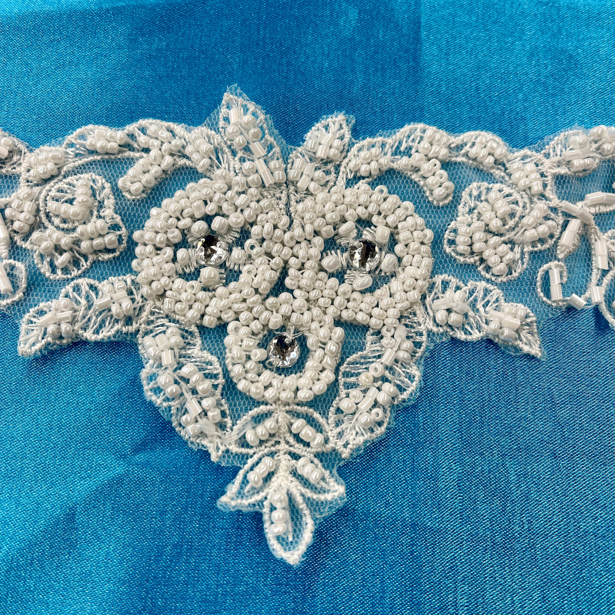 Beaded Lace Applique Embroidered Net Mesh