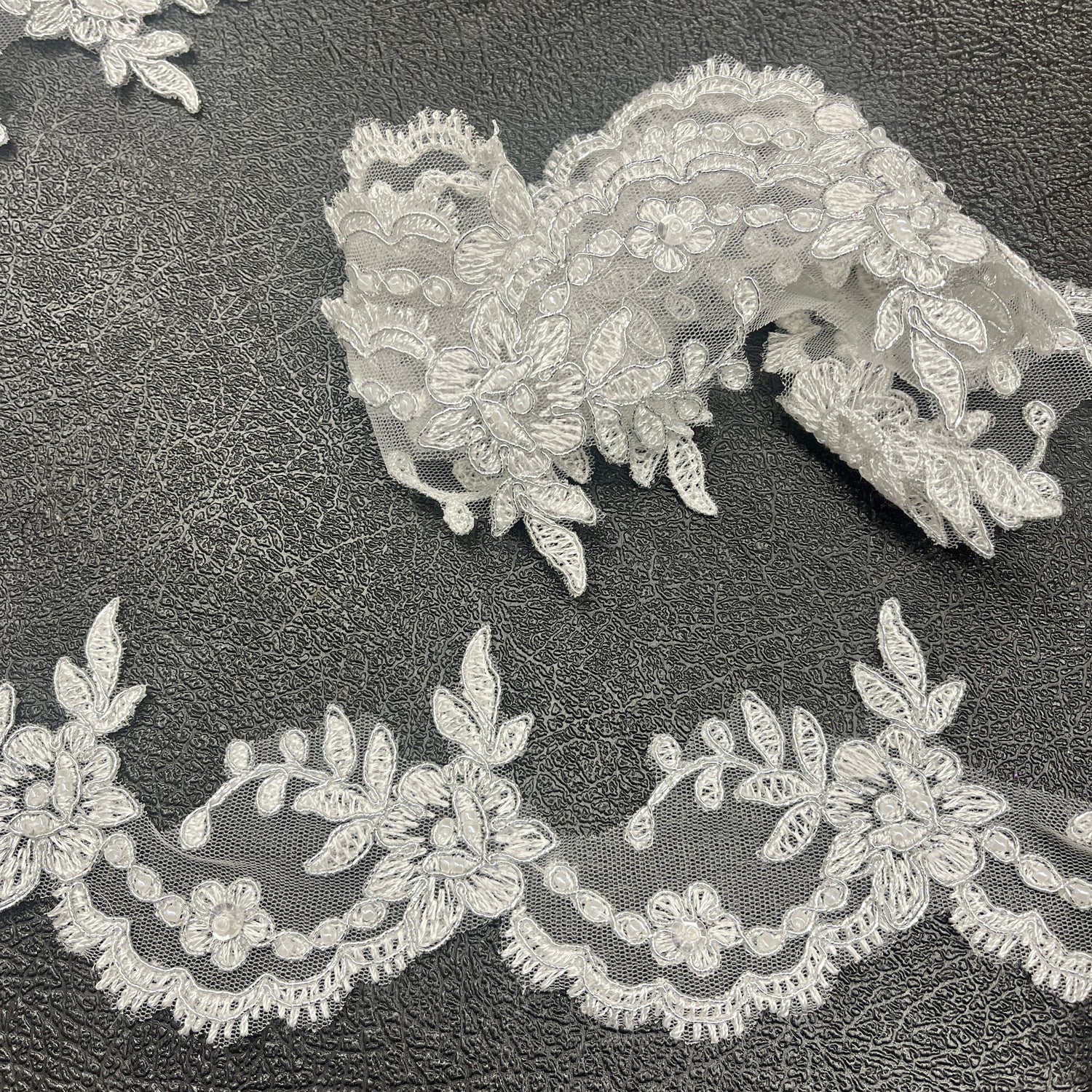 1 Yard Beaded & Corded Embroidered Lace Trim 3" Wide 100% Polyester for Dresses & Costumes