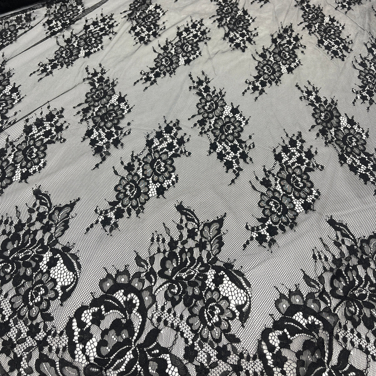 Embroidered Lace Fabric with Eyelash Scallop