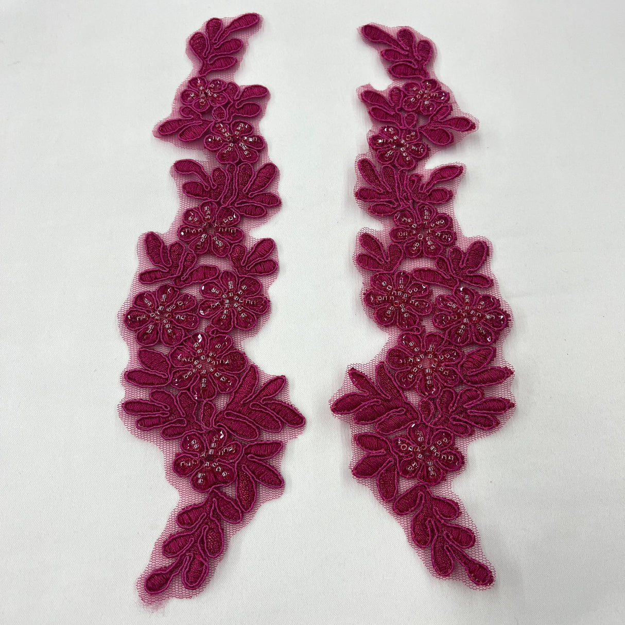 Beaded Corded Floral Lace Applique
