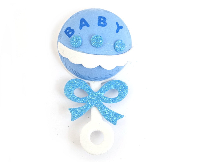 3.75" Blue 3D Foam Baby Rattle - Pack of 12 Baby Shower Decoration