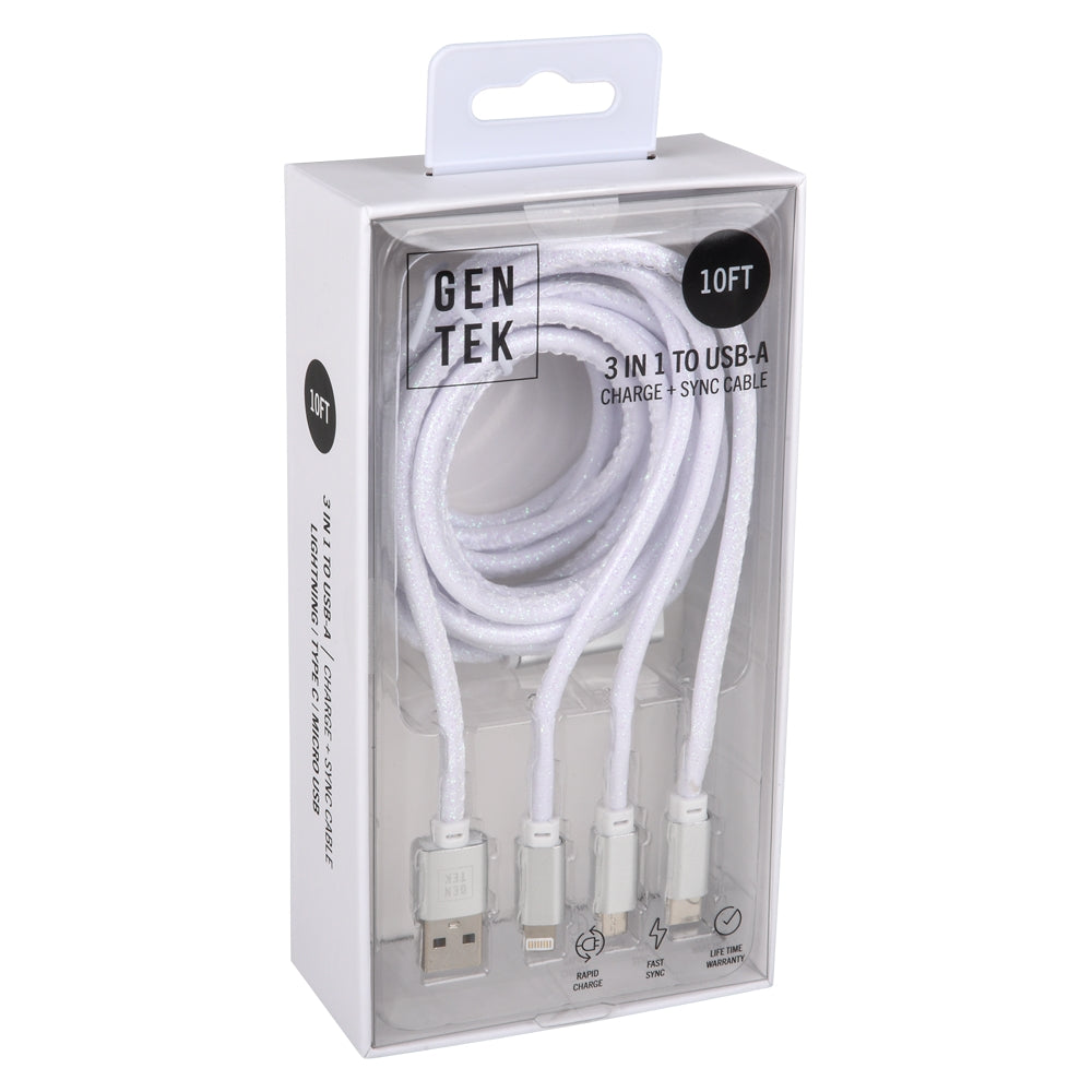 Lightning USB-C Cable 3-in-1 (White)