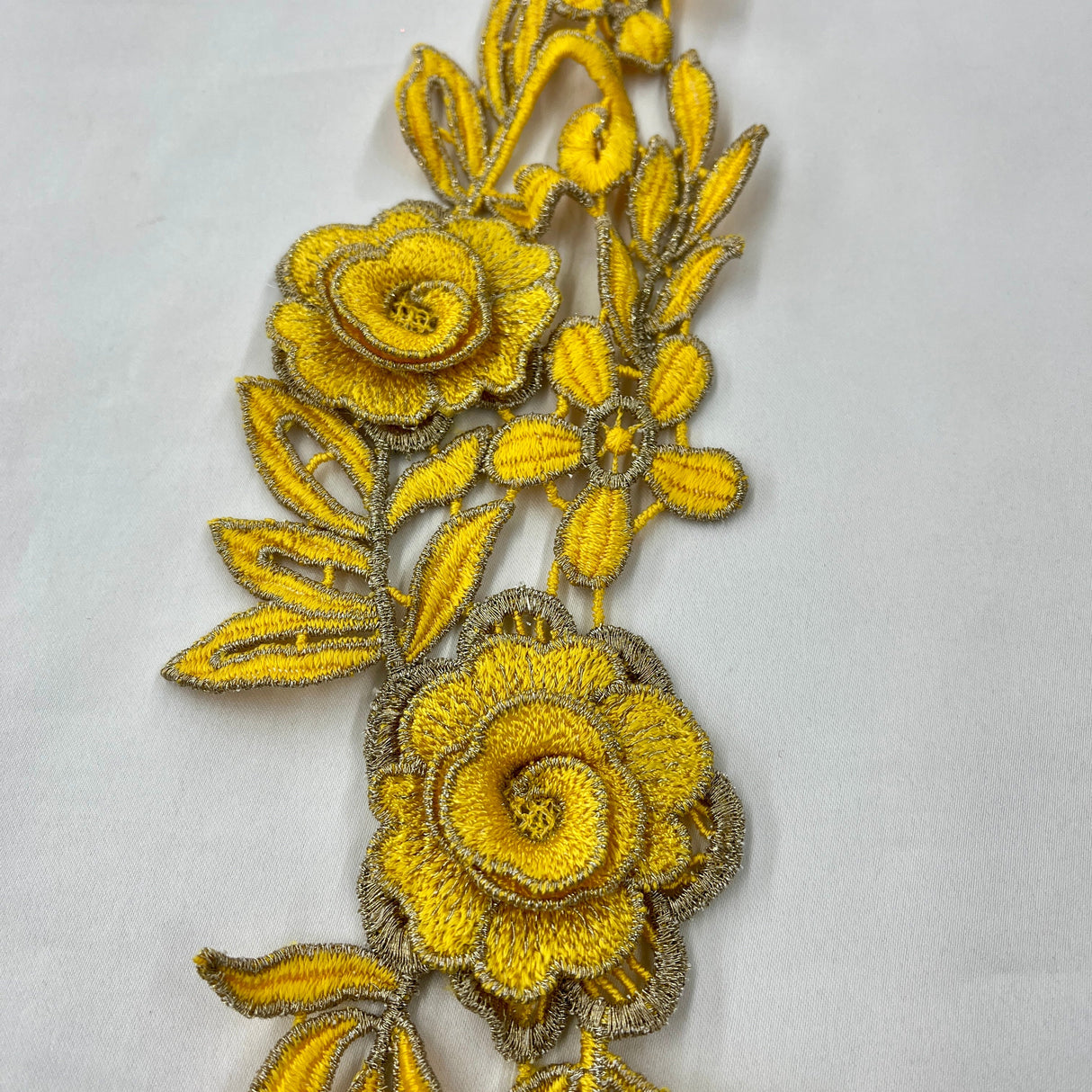 3D Floral Lace Applique Embroidered Net Mesh