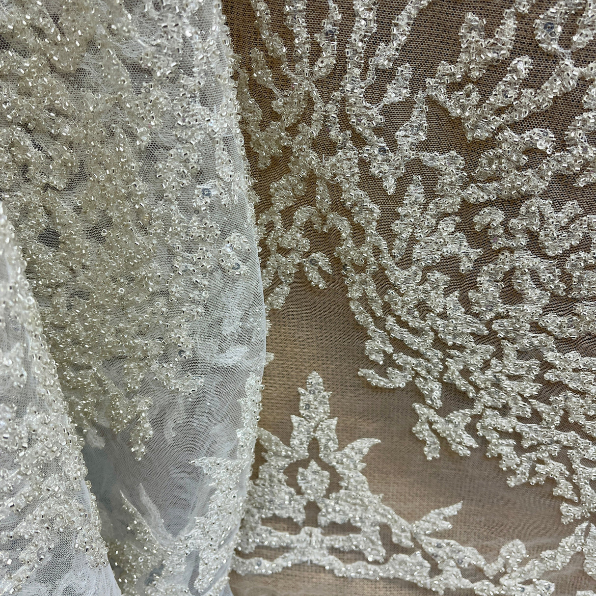 Beaded Lace Fabric Embroidered Mesh