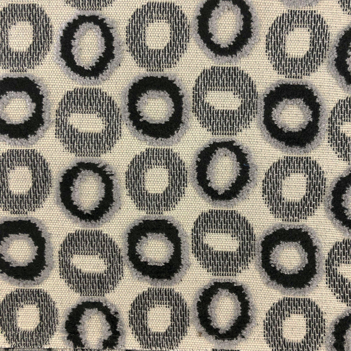 Edina Fabric - Circular Jacquard Velvet On Linen Look Fabric, Ebony, 57" Width (1 Yard)