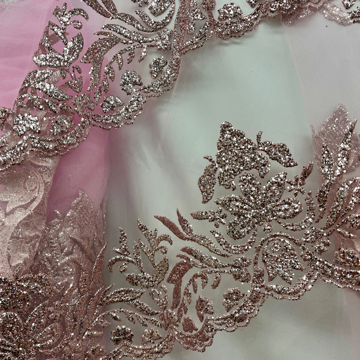 Glitter Mesh Floral Fabric