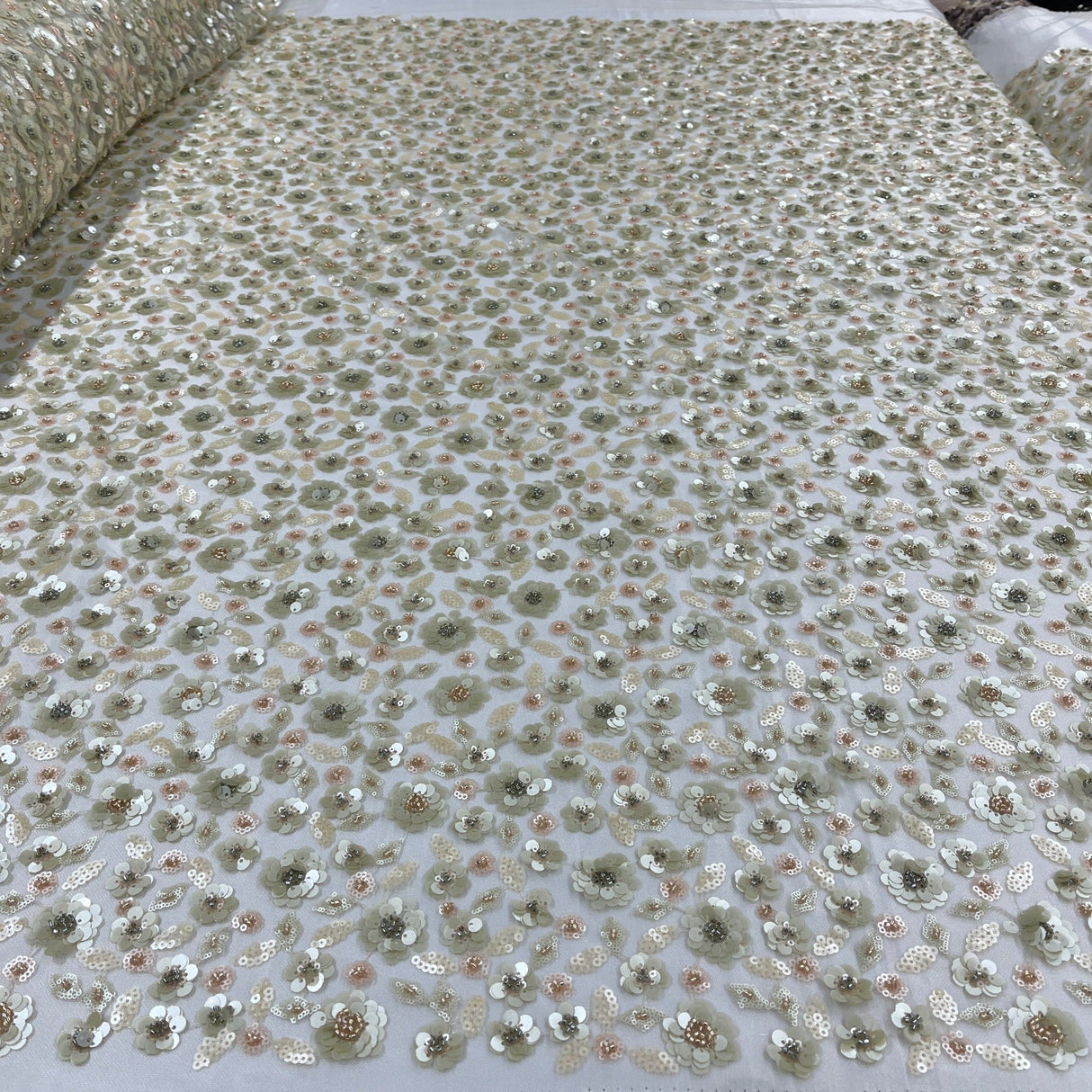 Beaded Sequined Lace Fabric 54" Wide